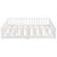 Lit simple au sol avec porte et garde-corps de sécurité, structure en bois de pin massif pour le style Ren, profil bas, blanc-118037757-118037758
