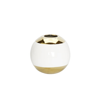 Vase de table en céramique blanc / doré 4 po