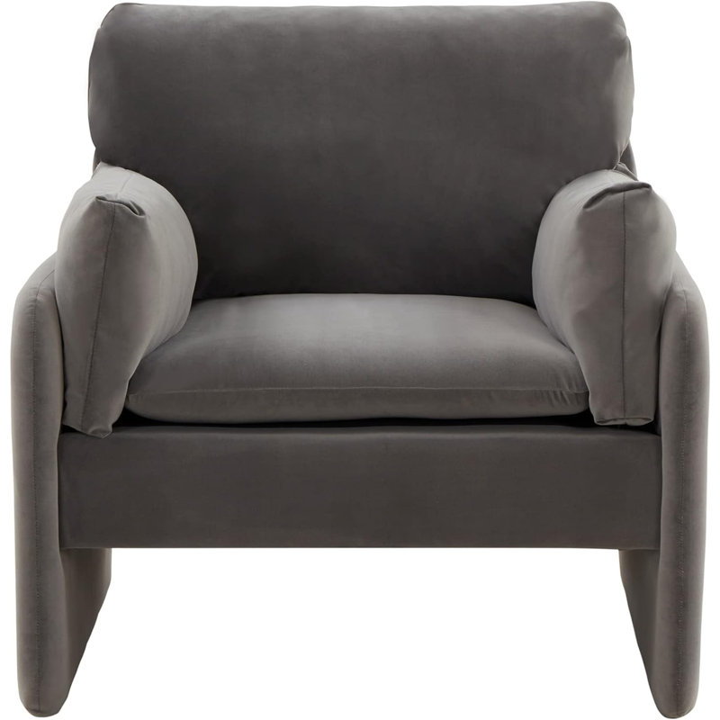Azarious Velvet Barrel Chair, Dark Gray Velvet