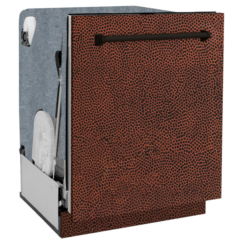 ZLINE 24 in. Monument 3rd Rack Top Touch Control Dishwasher with Tub, 45dBa, Hand Hammered Copper