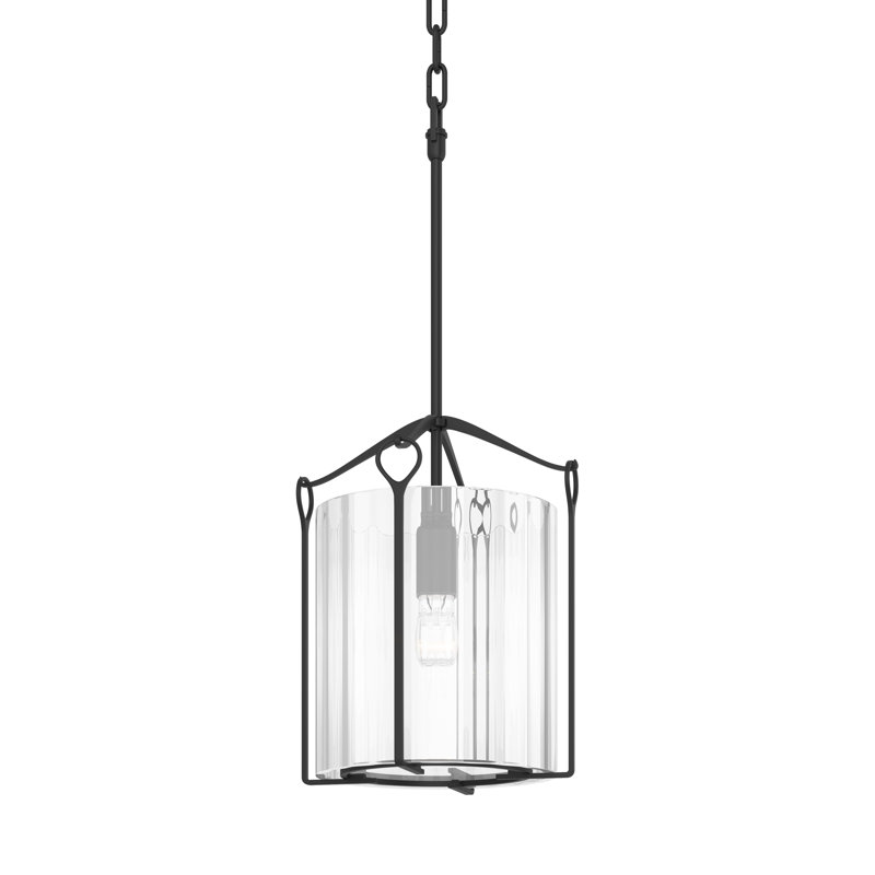 Bow 1 - Light Lantern Cylinder Pendant, Black, Clear