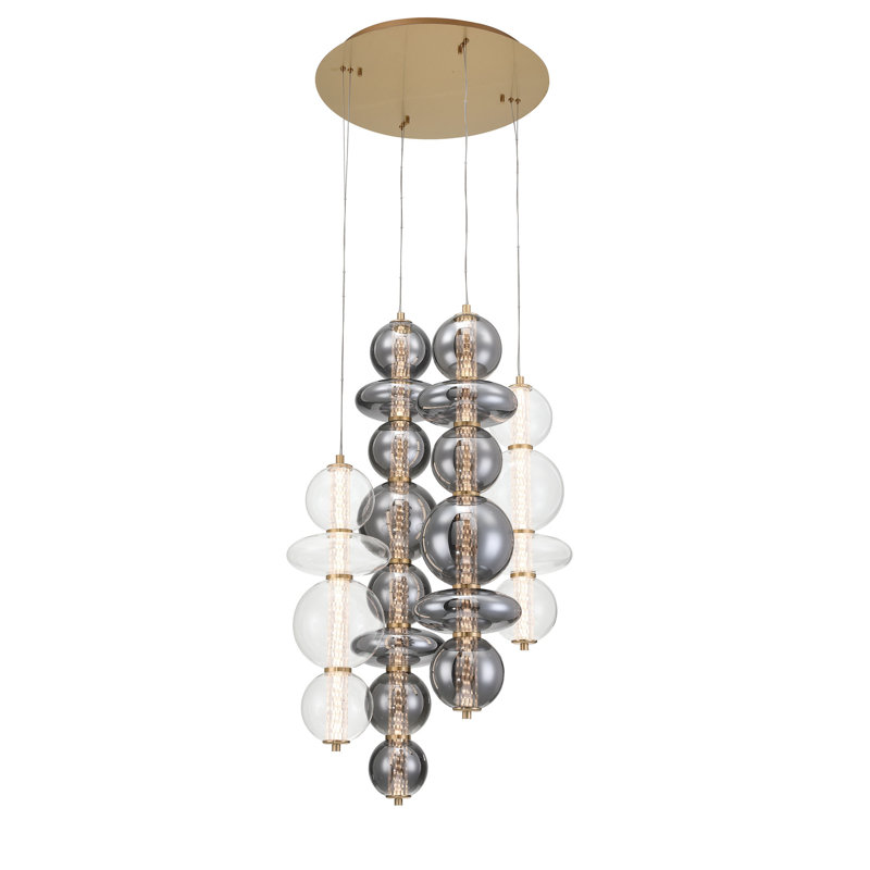 Lustre mixte 30 "Atomo 4L, Doré