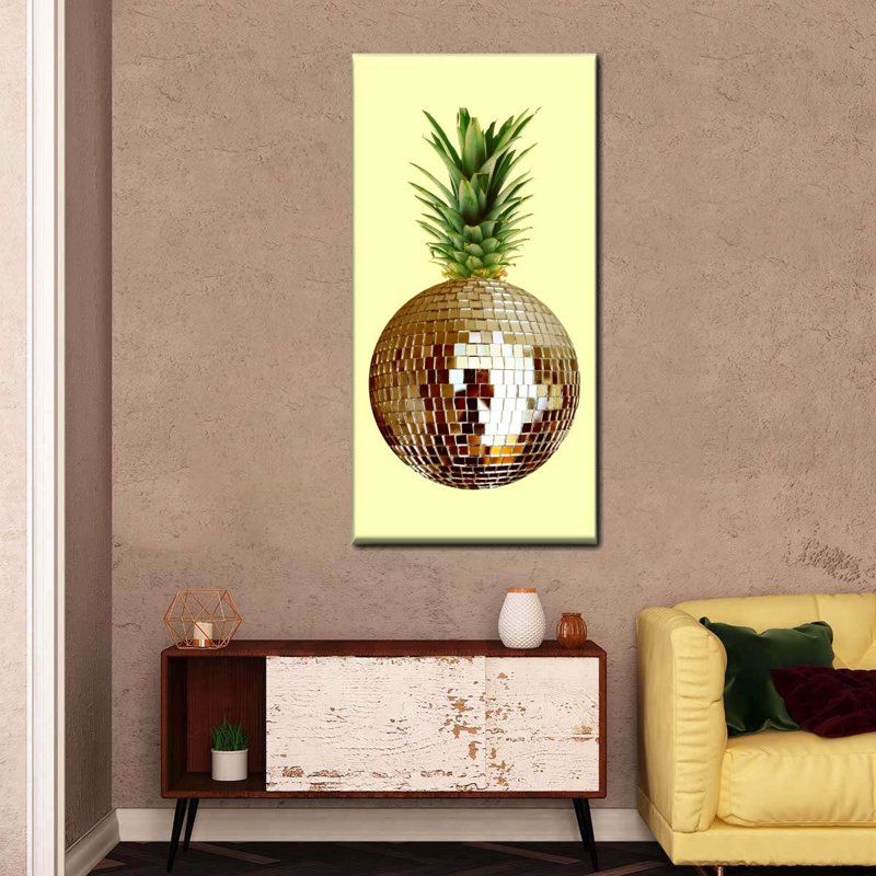 Pineapple Disco Ball sur toile, H 24 po x l 12 po x P 1,25 po