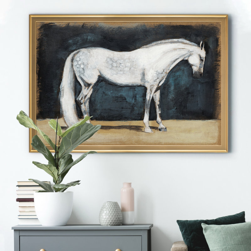 «Équitation études V», impression sur toile encadrée, H 22,5 po x l 30,5 po x P 1,5 po, Doré
