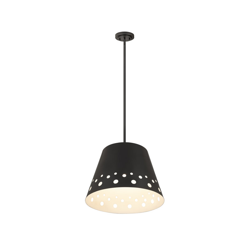 Luminaire suspendu conique 1 lumière, H 13,5 po x l 18 po x P 18 po, Noir mat