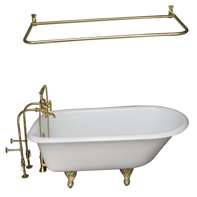 54'' x 30'' Freestanding Soaking Cast Iron Bathtub with Faucet