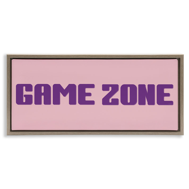 Cadre flottant mauve et rose Game Zone, design par Yass Naffas Designs, H 14 po x l 31 po, Cadre flottant orme Montalcino