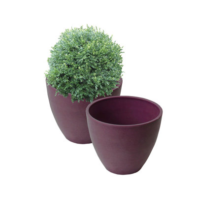 Kairon Round Curve Composite Pot Planter Set