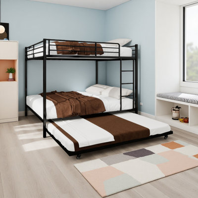 Lit superposé en fer carré durable avec rails de sécurité, look minimaliste moderne, idéal pour une chambre d'enfant, une chambre d'amis ou un espace commun, assemblage facile et performance durable, taille double: 137 cm x 190 cm
