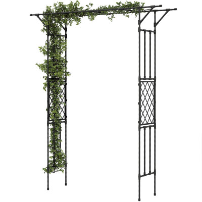 Outsunny Garden Arch Arbour for Climbing Plants 180 x 40 x 215 cm Black