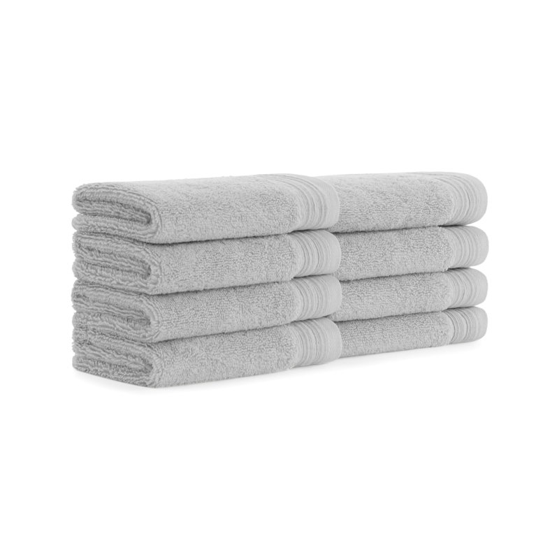 Adalius Turkish Cotton Washcloths (Set of 8), Light Gray