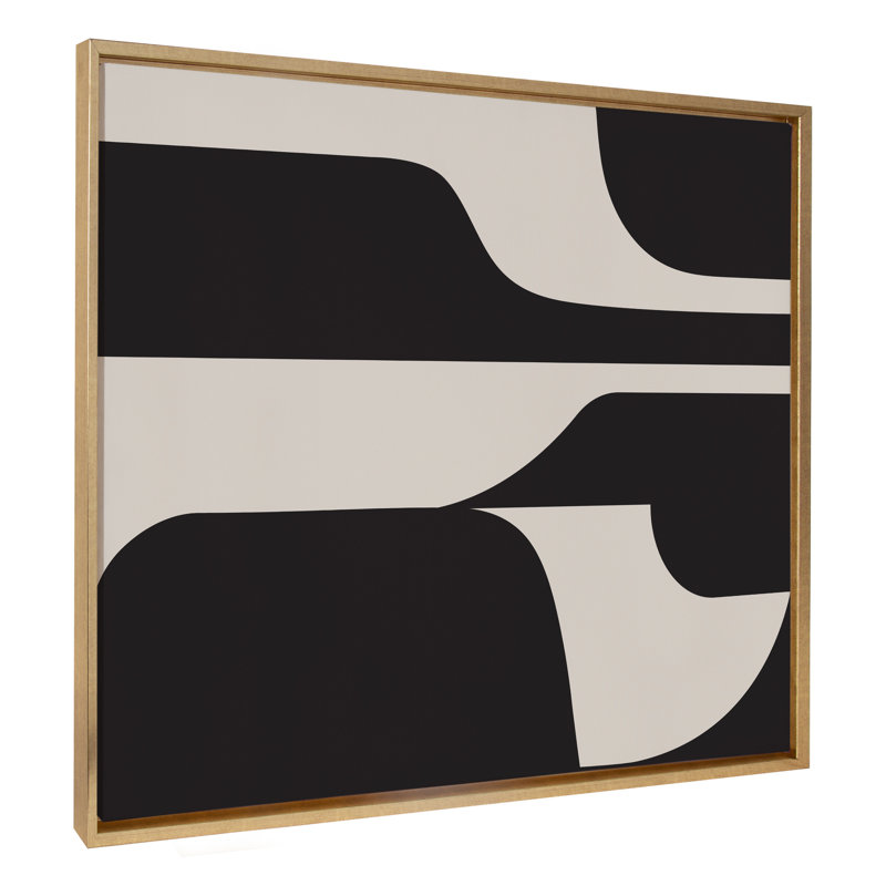 «Eye Catching Sleek Abstract 6 Black and Beige» par The Creative Bunch Studio, reproduction d'art sur toile encadrée