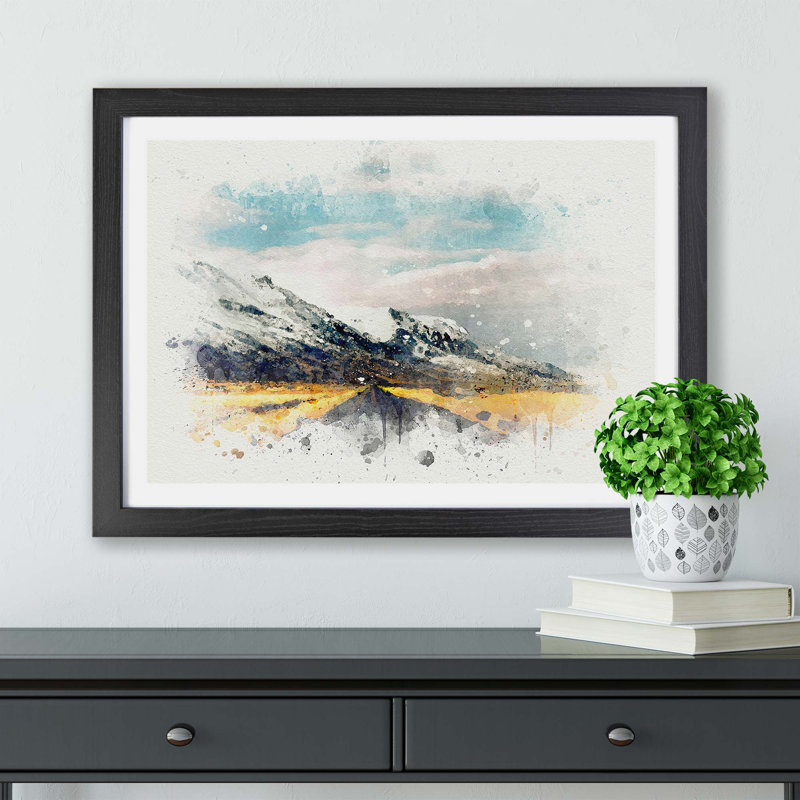 Road To The Mountains In Iceland - Single Picture Frame Painting, 45cm H x 63cm W x 2cm D, Black