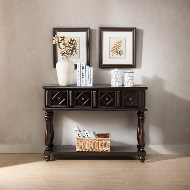 Console American Retro, H 35,04 po x l 48,43 po x P 15,75 po, Bois brun foncé