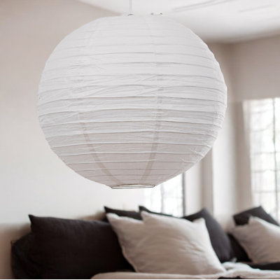 Paper Round Pendant Shade ( Clip On ) in White