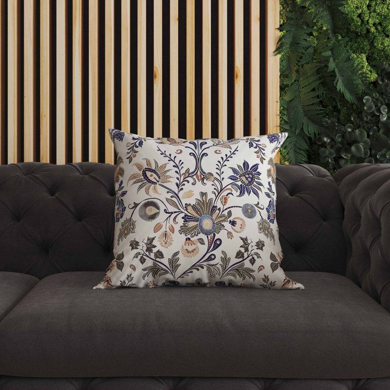 Coussin intérieur / extérieur Jewel, Bleu / Orange, Carré 26 po