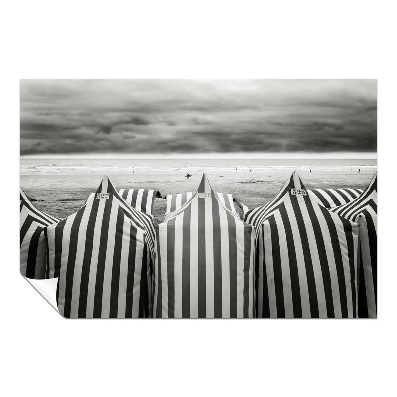 Black And White Beach Tents Summer - No Frame Print, 76cm H x 51cm W