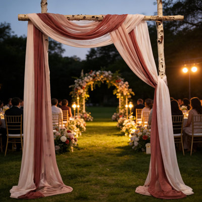 2.5x19.5 ft Wedding Arch Draping Fabric, 3 Panels Draping Fabric Arbor Drapery for Party Bridal Ceremony  Backdrop Wedding Stage Reception Decorations, Mauve, Dusty & Light Pink