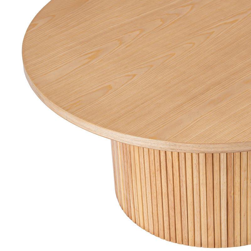 Ansel Natural Solid Wood Coffee Table Round, Natural, 17.7"H x 35.43"L x 35.43"W