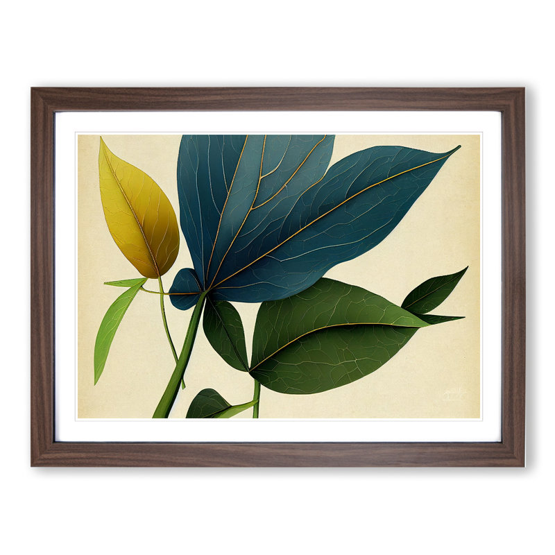 Inspirational Leaf - Single Picture Frame Print, 34cm H x 46cm W x 2cm D, Walnut