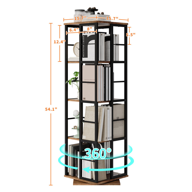 137.5cm H x 40cm W Metal Bookcase, Brown