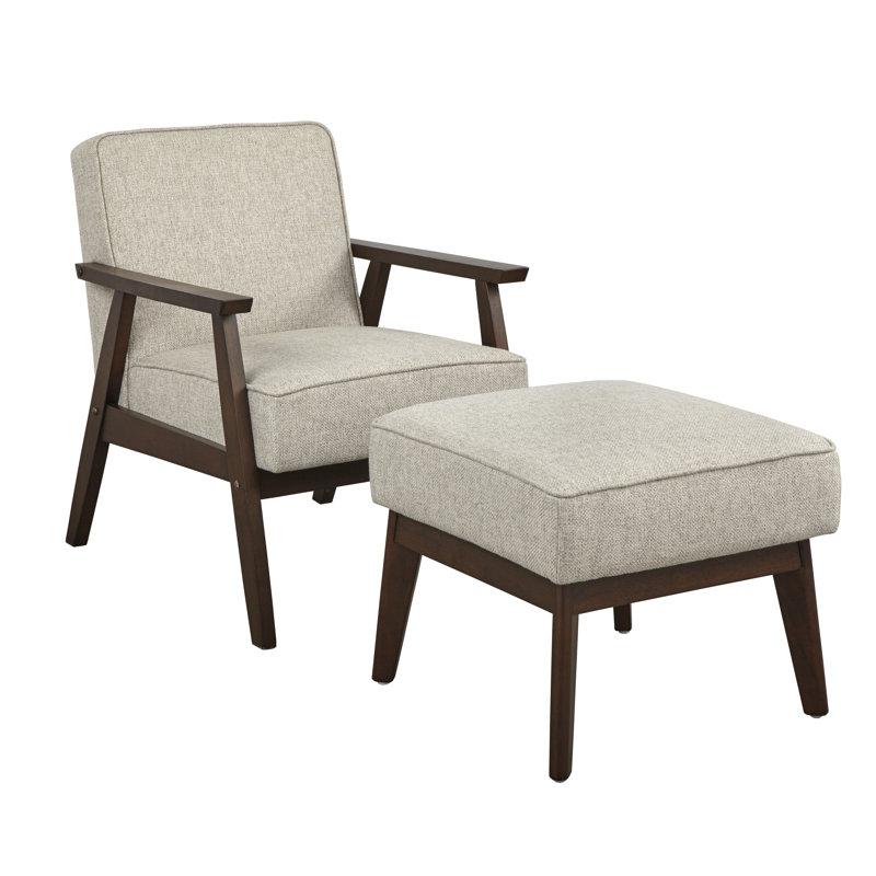 Fauteuil rembourré avec repose-pieds Berthiaume, Polyester gris
