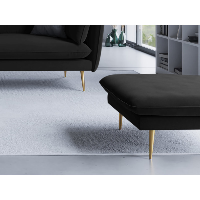 Adoraim 100cm Wide Rectangle Solid Colour Footstool Ottoman, Black, Gold