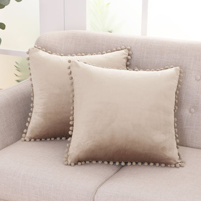 Deconovo Pom-poms Reversible Pillow Cover