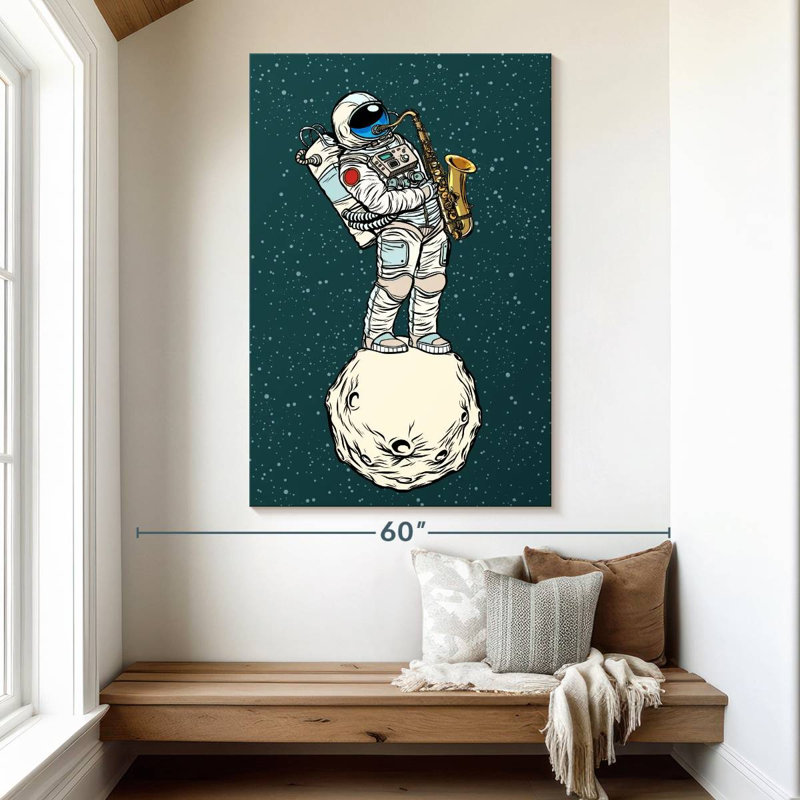 Astronaute saxophoniste, H 51 po x l 34 po