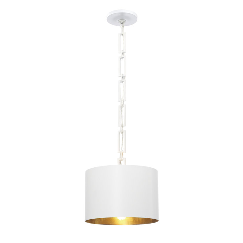 Luminaire suspendu tambour 1 lumière Amea, Blanc mat