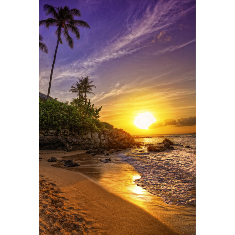 A Tropical Beach Sunset by RonTech2000 - Wrapped Canvas Print, 122cm H x 81cm W