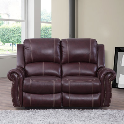 Aenwood 64.2" Faux Leather Rolled Arm Reclining Loveseat