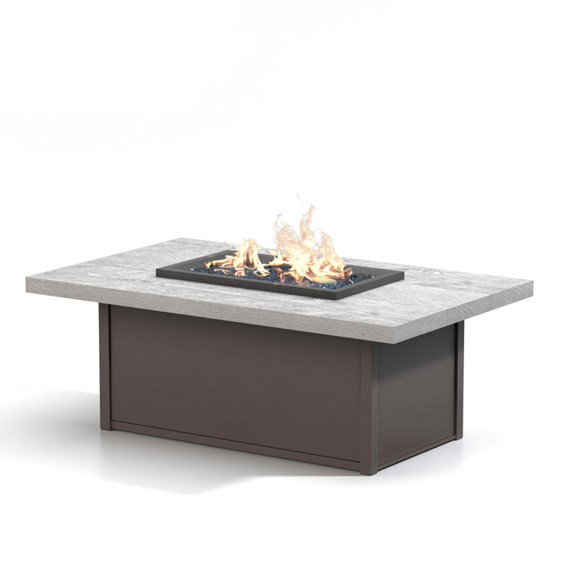 Chat Polyresin/Aluminum Propane/Natural Gas Fire Pit, 19" H x 32" W x 52" D, Carbon - Sequoia - Bronze Glass
