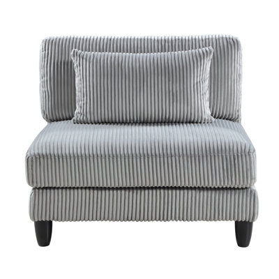 Fauteuil de salon en velours côtelé gris