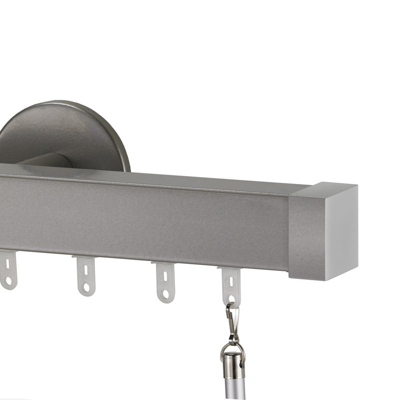 Single Curtain Rod, Silver, 1" H x 48" W x 3.36" D