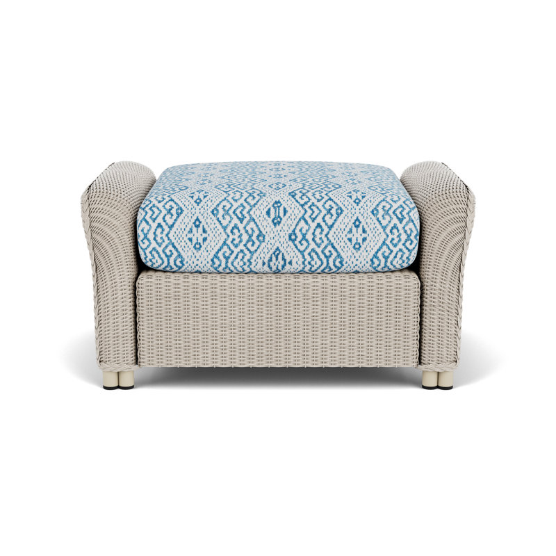 Reflections Outdoor Ottoman, White, Hickory