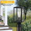 Lot de 2 lampes de poteau extérieures à allumage automatique crépusculaire avec support de fixation sur pilier, noires