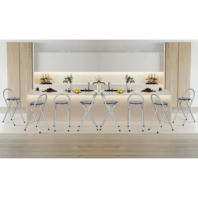 Contesa Counter Stool with Metal Frame, Black, 8