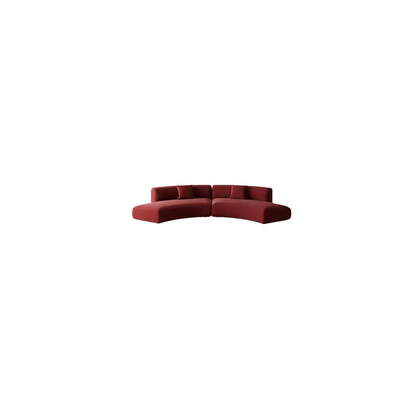 Canapé courbé semi-circulaire rouge vin, H 27,56 po x l 102,36 po x P 25,59 po, 6