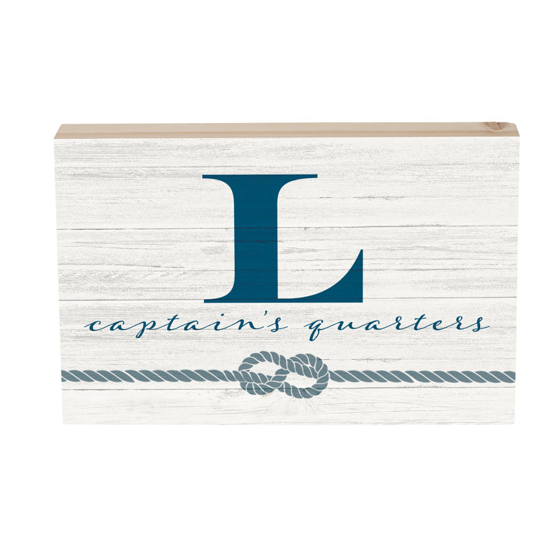 Capitaine en bois Coastal Monogram 12 "x 8"