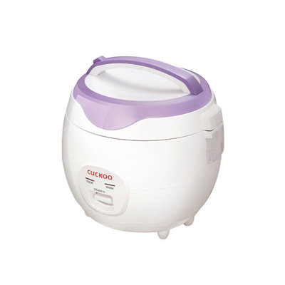 CUCKOO 6-Cup Basic Heating Plate Rice Cooker & Warmer with Nonstick Inner Pot, Switch Press (White/Purple) CR-0671V