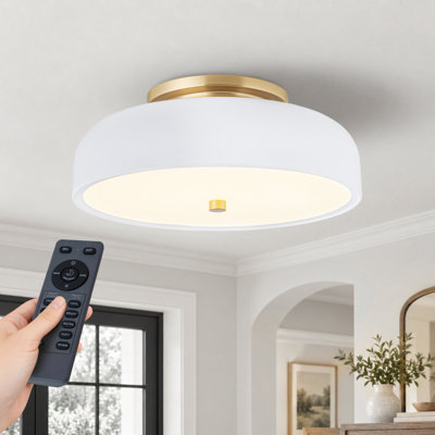 LED Modern Semi Flush Mount Ceiling Light Fixture with Remote Dimmable 5CCT 2700K-6500K White Mid Century Modern Close to Ceiling Lamp for Kitchen, Bathroom, Hallway, Laundry Room