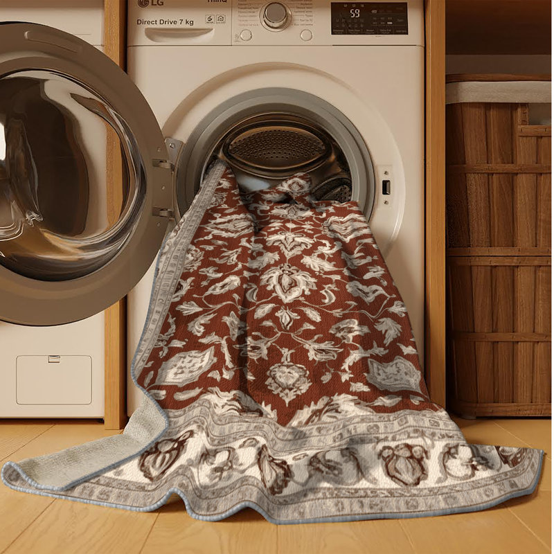 Tapis gris français lavable à la machine, Carré 4 pi
