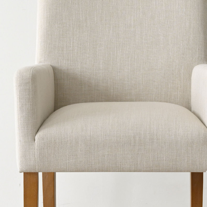 Fauteuil de salle à manger en lin résistant aux taches H 34 po Kirjak , Beige