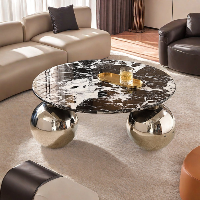 Table basse simple en marbre, H 14,2 po x L 31,5 po x l 31,5 po