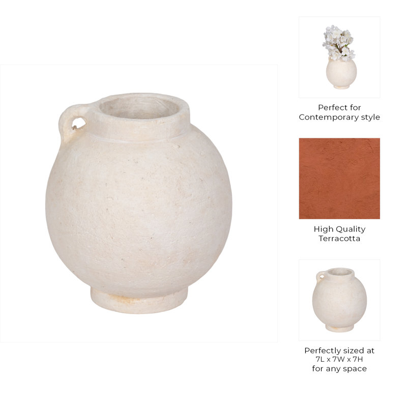 Handmade Ceramic / Porcelain Table Vase, Overall Height - 7", White