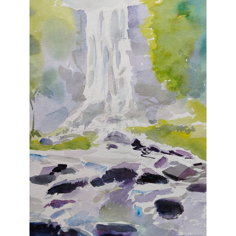 Paysage de cascade naturelle | Aquarelle sur papier | Par Sirish M N