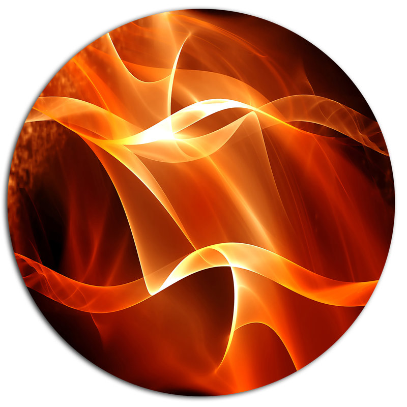 « orange 3d abstract fractal ondulations », impression sur métal, H 36 po x l 36 po x P 1 po