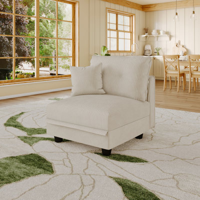Fricis Beige Corduroy Fabric Storage Chair