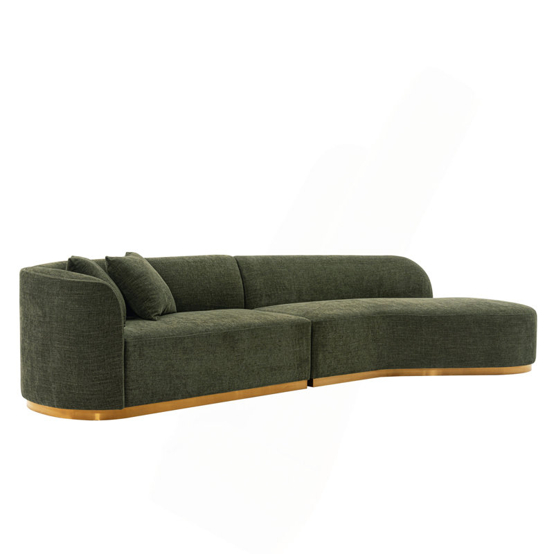 Canapé modulaire 132 po en chenille, Vert olive